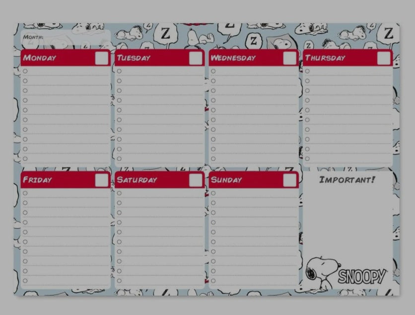 Snoopy weekly calendar