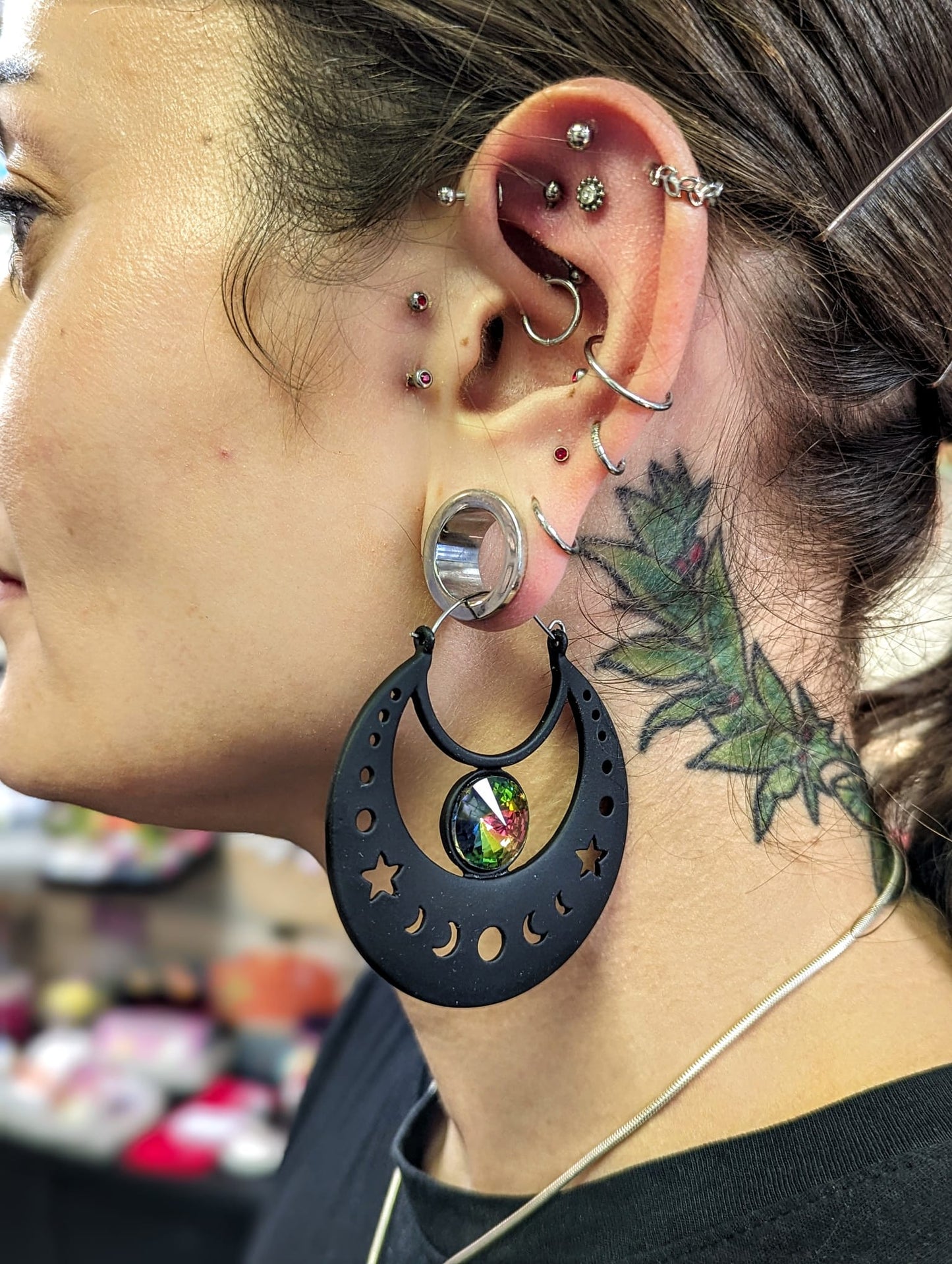 Black moon phase hoops