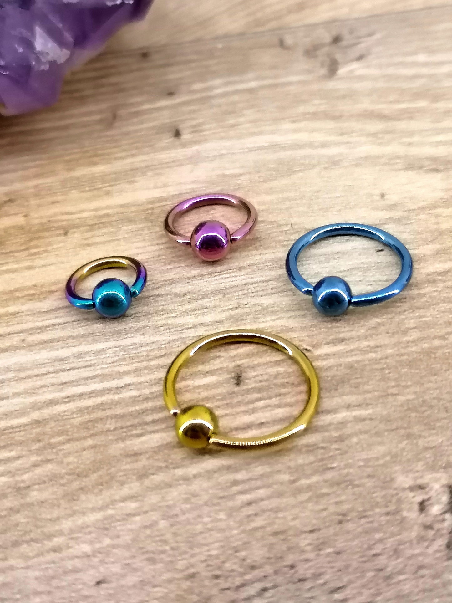 Anodised Titanium 1.2mm/ 1.6mm BCR (Ball Closure Rings)