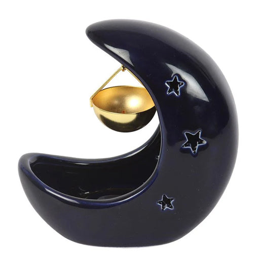 Blue crescent moon oil burner