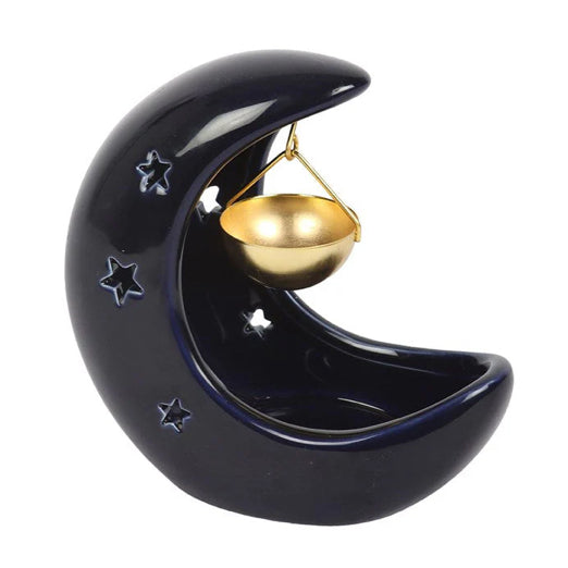 Blue crescent moon oil burner