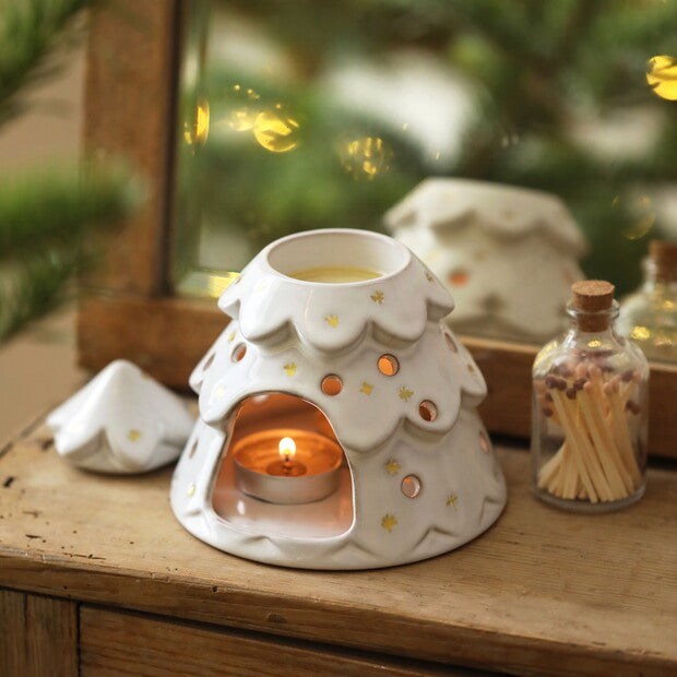 White Christmas tree wax burner