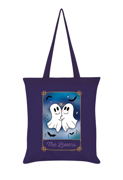 Galaxy ghouls the lovers tarot purple tote bag
