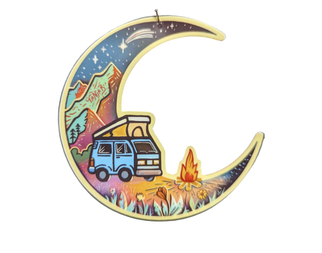 Cresent moon campervan vinyl sticker