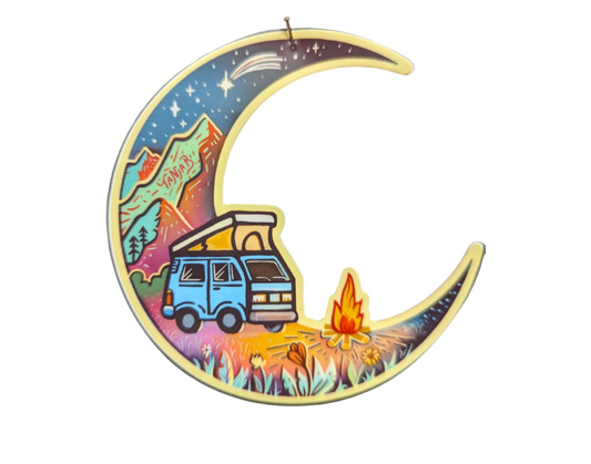 Cresent moon campervan vinyl sticker