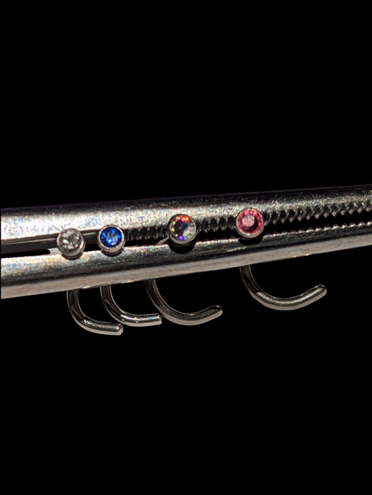 CorkScrew Steel Gem Nose Studs