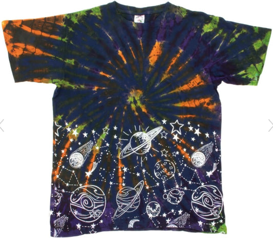 Tie dye cosmic stars and Planets T-shirt