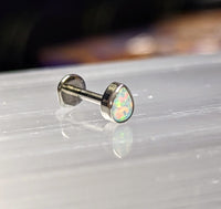 Titanium teardrop opal labret
