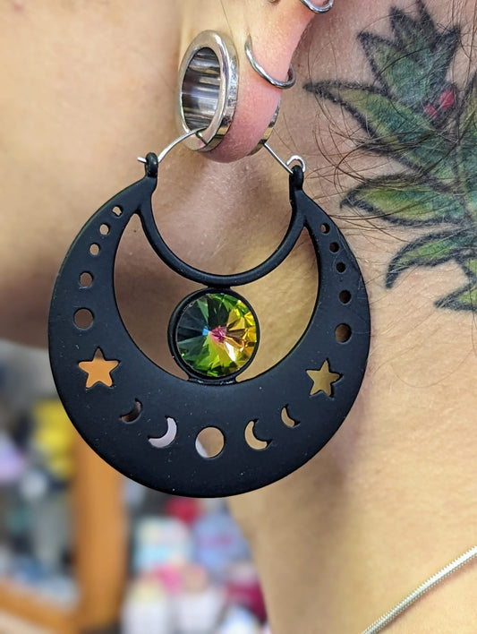 Black moon phase hoops