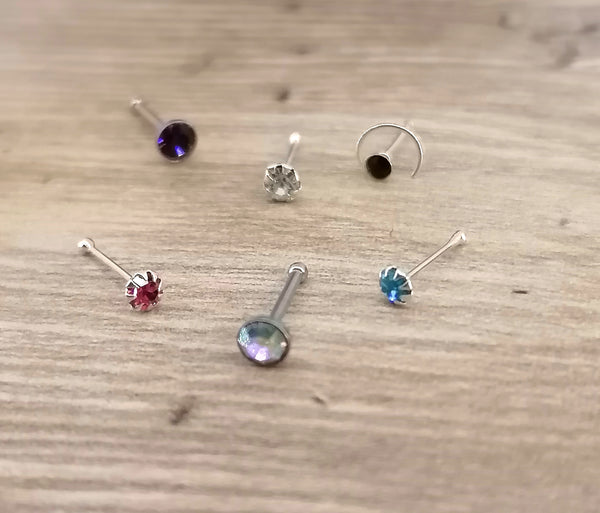 Silver Ball Back Nose Studs x3