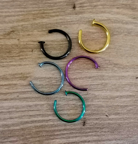 Black PVD on Steel and Anodised Steel Open Nose Rings