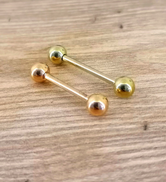 Anodised Titanium Rose Gold/Gold Plain and Gem Barbells