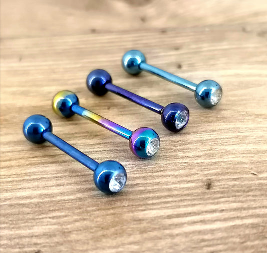 Anodised Titanium Gem Tongue Bars