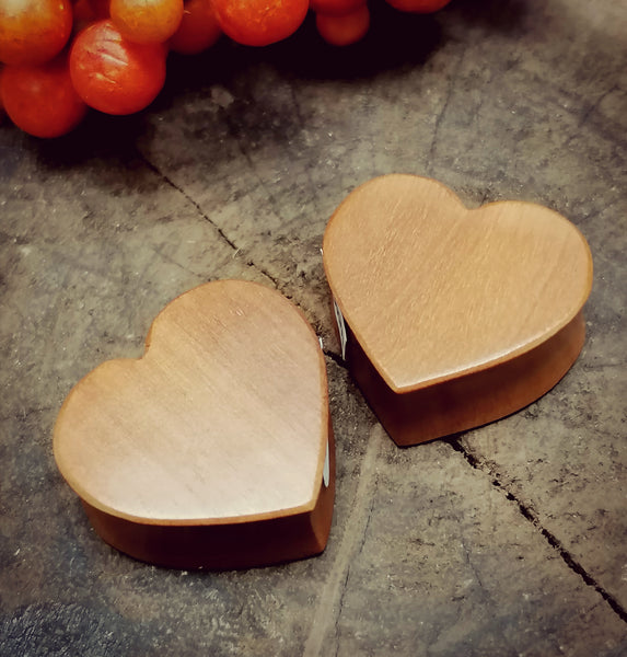 Cherry Wood Solid Heart Plug
