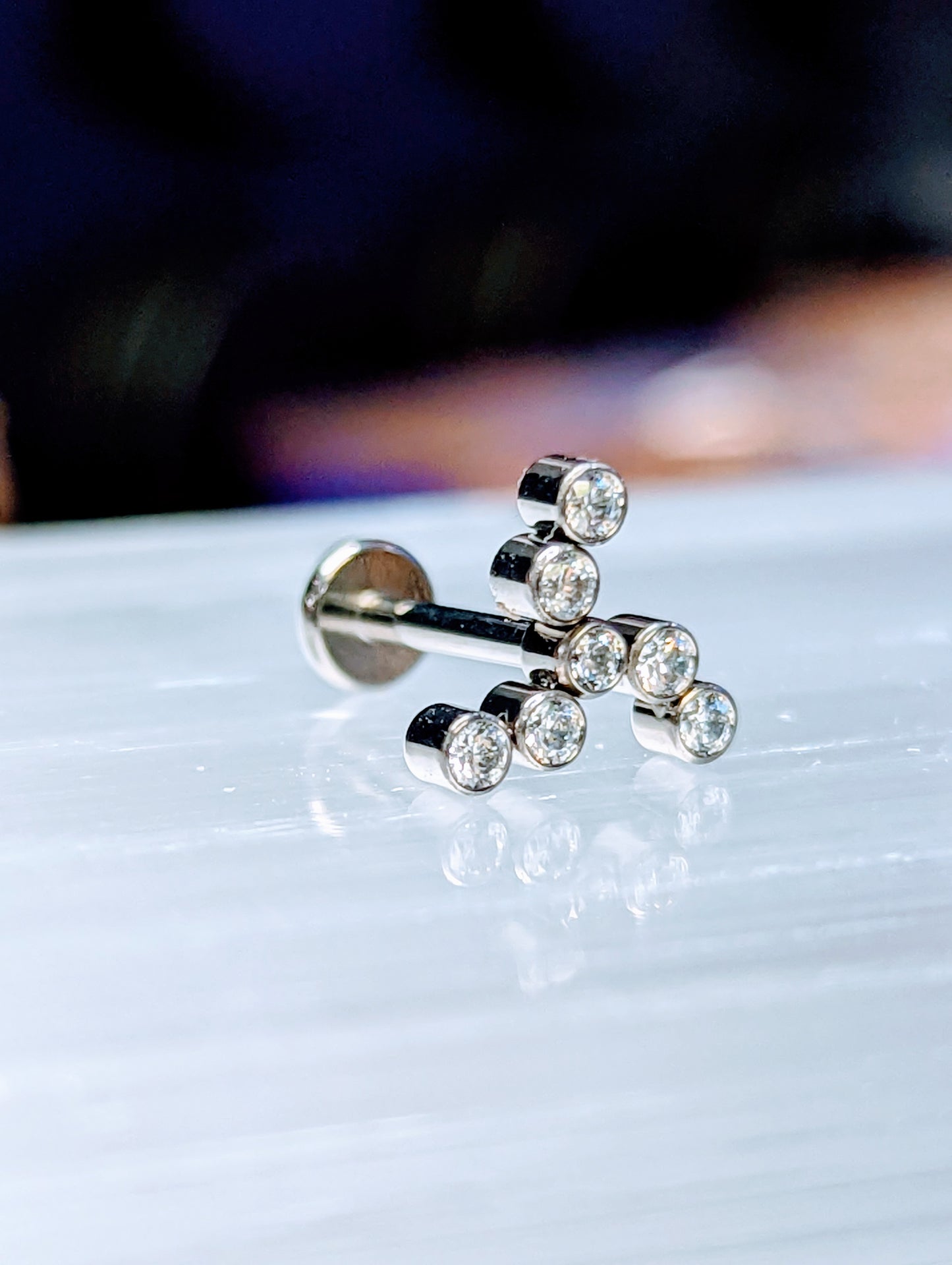 Titanium Crystal Fan Labret