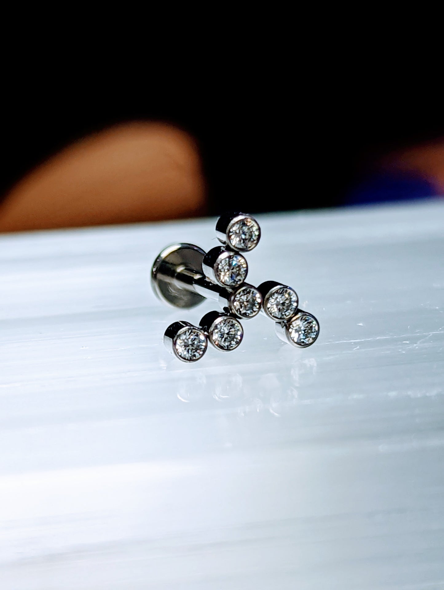 Titanium Crystal Fan Labret