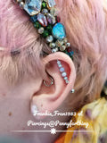 Surgical Steel Industrial / Scaffold Opal Style with Gem Barbell